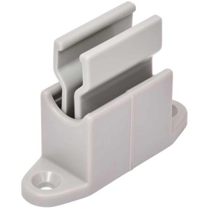 Support de tringle de volet roulant blanc avec pince mécanique pour moteurs de volet.