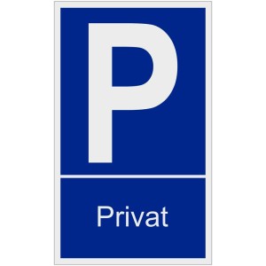 Panneau parking privé, bleu et blanc, 25x15 cm, pour le marquage des places de stationnement.
