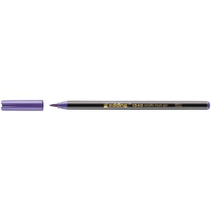 Edding 1340 Brushpen Violett-Metallic, Stift mit Pinselspitze und abgenommener Kappe.