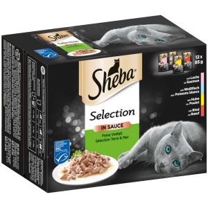 Sheba Katzennassfutter Selection in Sauce, Feine Vielfalt, 12 x 85g Multipack.