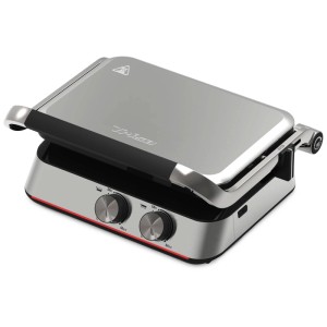 Griglia a doppia piastra Trisa Prime Panini in acciaio inox, con regolatori di temperatura.