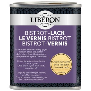 Liberon Le Vernis Bistrot vernice per legno Quercia Chiaro, lacca satinata per mobili e superfici in legno.
