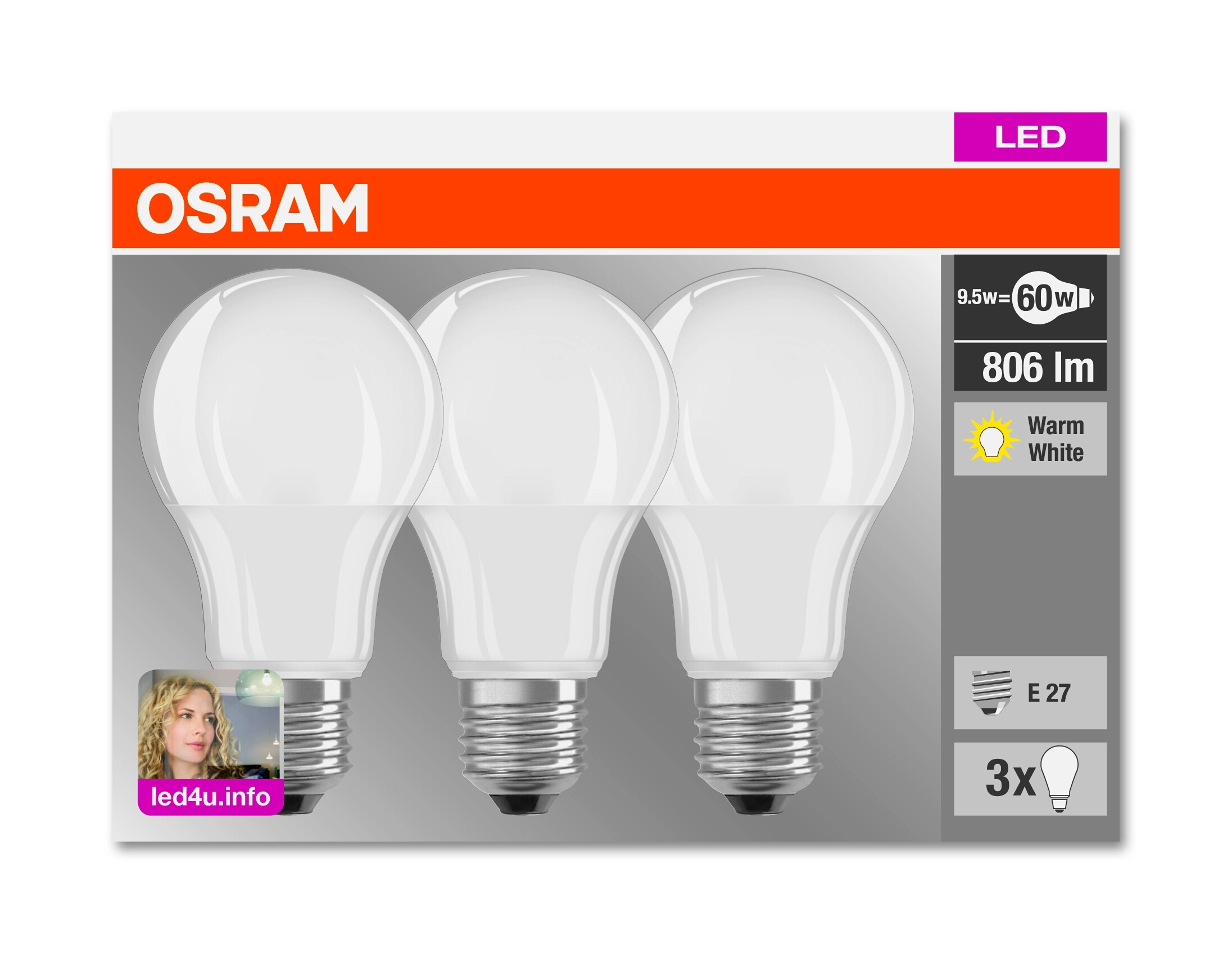 Osram Ampoule LED forme de goutte E27 Blanc chaud 60 W 806 lm