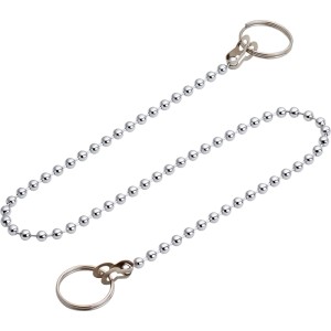 Catena a sfera in acciaio inox, lunga 30 cm, con due occhielli e chiusure.