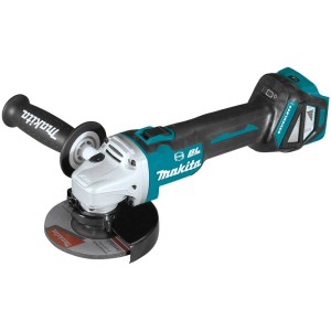 Makita Akku-Winkelschleifer LXT 18 V ohne Akku, mit Zusatzhandgriff und Trennscheibe.