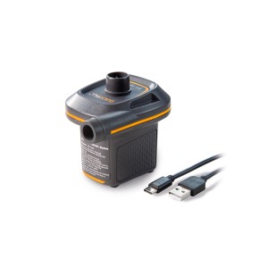 Pompe à air Intex QuickFill Mini USB, noir/orange, avec câble USB.