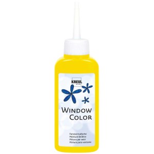 Kreul Window Color Sonnengelb, 80ml Flasche Fenstermalfarbe für Bastelarbeiten.