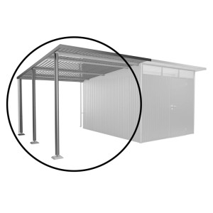 Tettoia laterale Biohort per casetta da giardino AvantGarde, grigio quarzo metallizzato, per ampliare la casetta.