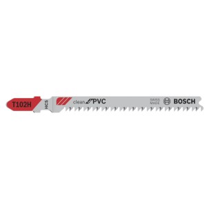 Lama per seghetto alternativo Bosch T 102 H Clean for PVC. Lama HCS grigia con punta rossa.