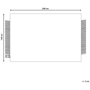 Tapis blanc Beliani Tacettin, 140x200 cm, laine, poils courts avec franges.