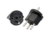 Fixadapter Schuko Typ12 / 3-polig Schwarz Fixadapter Schuko Typ12 / 3-polig Schwarz