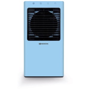 Rafraîchisseur et humidificateur d'air bleu Sonnenkönig Air Fresh 2. Appareil compact avec grille noire et commandes tactiles.
