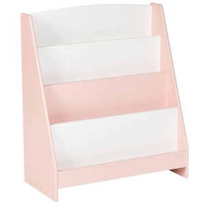 Étagère enfant Beliani Liloet, MDF, rose pastel, avec 4 niveaux blancs. Idéale pour livres et jouets.