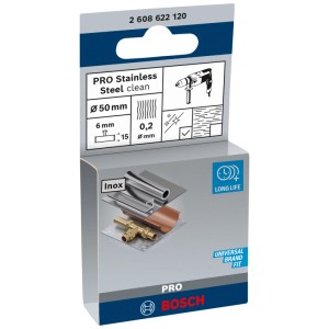 Spazzola a tazza Bosch Pro in acciaio inox, 50mm, per trapani. Per pulire il metallo.