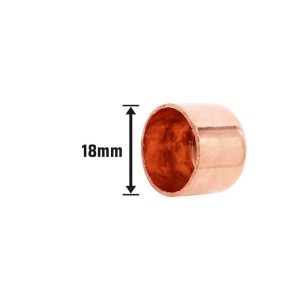 Tappo in rame per raccordo a saldare, diametro 18 mm, per sigillare tubi.