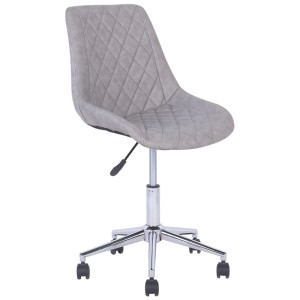 Sedia girevole Beliani Maribel grigio chiaro con rivestimento in ecopelle e motivo a rombi.