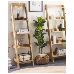 Étagère échelle Beliani Mobile Duo marron avec 5 niveaux, 169 cm, en MDF aspect bois, comme bibliothèque.