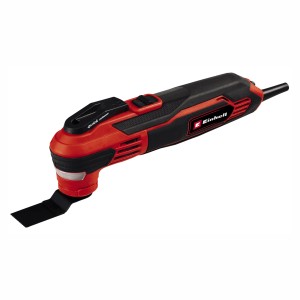Outil multifonction Einhell TE-MG 350 EQ en rouge et noir avec lame de scie montée.
