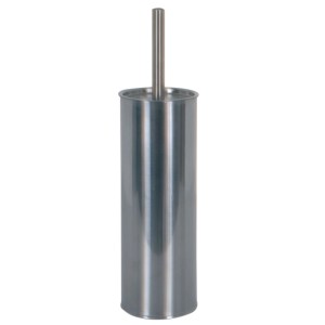 Ensemble brosse WC MSV en acier inoxydable, forme cylindrique.