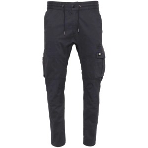 Pantalon de travail noir Cat Dynamic avec poches cargo et taille élastique.