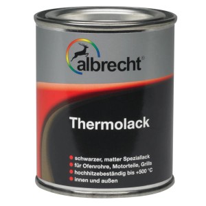 Dose Albrecht Thermolack, schwarz matt, hitzebeständig bis 500°C, für Metall, Ofenrohre und Grills.