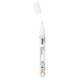 Weißer Kreul Lackmalstift (2-4 mm) mit abgenommener Kappe.