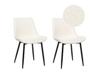 Beliani Chaise  Avilla Bouclé Blanc set de 2