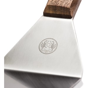 Spatola per grill Petromax con manico in legno e lama in acciaio inox per grigliate.