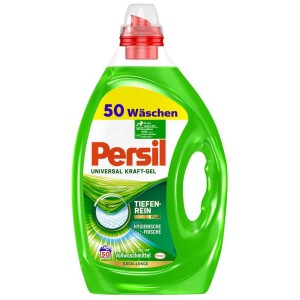 Flacone verde di detersivo liquido Persil Universal Kraft Gel per 50 lavaggi.