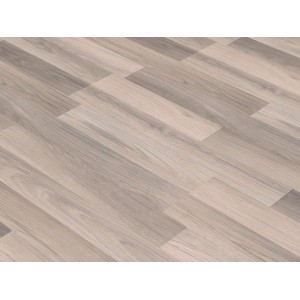 Sol stratifié clair Comfort Chêne Silver 7 mm avec structure bois et système clic.