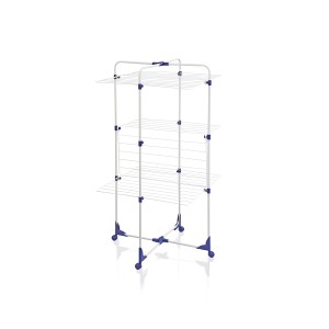 Leifheit stendibiancheria Tower 270, stendino blu e bianco a 3 livelli.