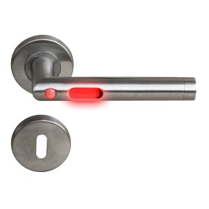 Set maniglia per porta Move Light rossa con illuminazione LED per interni.