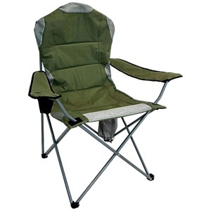 Greemotion Anglerstuhl Premium, grün, mit Getränkehalter und Tragetasche. Campingstuhl aus Stahl/Polyester.