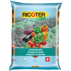 Sacco di compost da giardino Ricoter Bio-Line, 20 x 30 l, terriccio universale senza torba per agricoltura biologica.