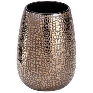 Zahnputzbecher Marrakesh aus Keramik mit Glanzstruktur, braun, Ø 8,3 cm.