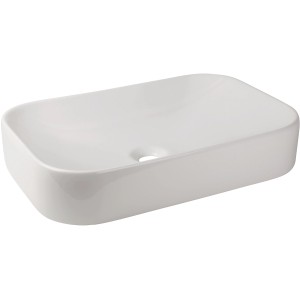 Vasque à poser AquaSu Cuando blanche, 60 cm, forme ovale, en céramique.