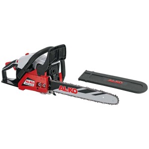 Tronçonneuse thermique Al-Ko BKS 4040 rouge-gris avec guide de 40 cm et protège-chaîne.