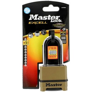 Master Lock Zahlenschloss, 56mm, Zink mit Messing-Finish. Vorhängeschloss für Innen- & Aussenbereiche.