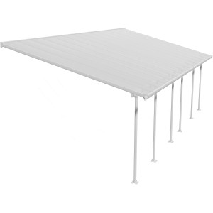 Copertura per patio Palram Canopia Feria 4x8.50 bianca con pannelli del tetto in policarbonato e telaio in alluminio.
