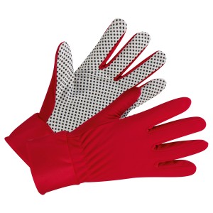 Gants de jardin en nylon rouge taille 8, non doublés, paume avec motif à pois pour une meilleure adhérence.