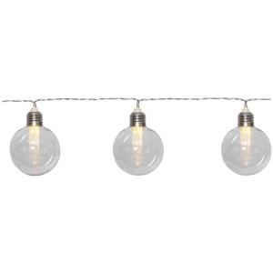 Solar-Lichterkette Chania mit warmweissen Kunststoffkugeln, ideal für Garten und Terrasse.