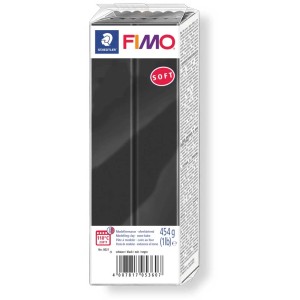 Fimo Soft Modelliermasse, Schwarz, 454g Packung, ofenhärtend.