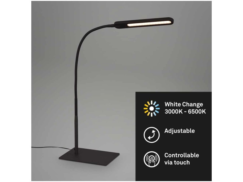 Brilo Lampe de table à LED Servo Noir 8 W / 600 lm