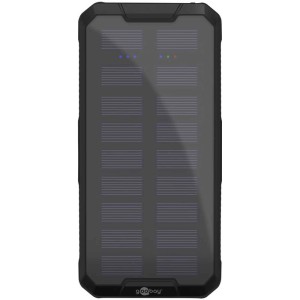 Powerbank Slimline QC/PD Solaire noire 20 000 mAh, batterie avec panneau solaire.