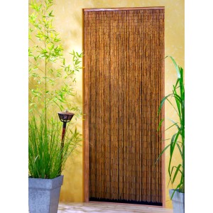 Rideau de porte Saigon opaque en bambou, couleur naturelle, 90x200 cm, comme séparateur de pièce ou décoration.