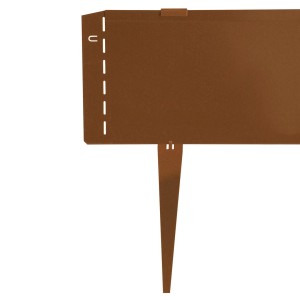 Ancrage au sol Bellissa, 20 cm, acier Corten pour bordures de gazon et de parterres.