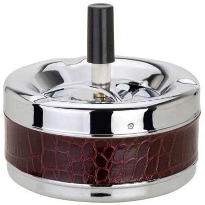 Cendrier poussoir Marron Chrome Ø 11 cm / H 10 cm