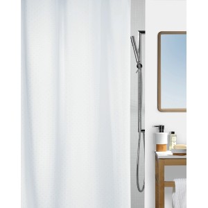 Tenda doccia in tessuto bianco Spirella Ricco (180x200 cm) con trama e occhielli.
