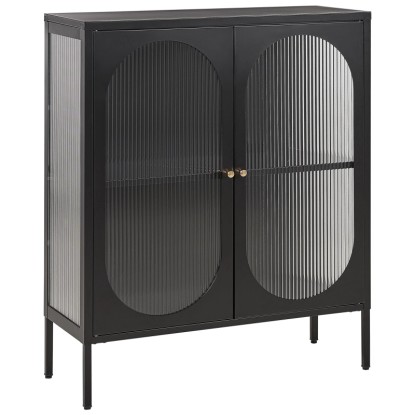 Beliani Vitrine Sarre acier Noir (HxlxP) 111 x 90 x 35 cm