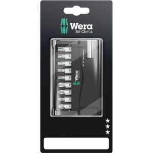 Wera Bit-Set Bit-Check 10 Universal, 10 pezzi, autoportante. Inserti e portainserti in custodia di plastica nera.